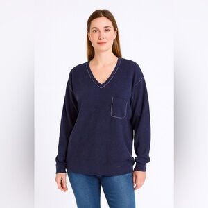 Wanama Women’s Crew Sweater Blue Cashmere Angora Wool Size M Coastal Fisherman